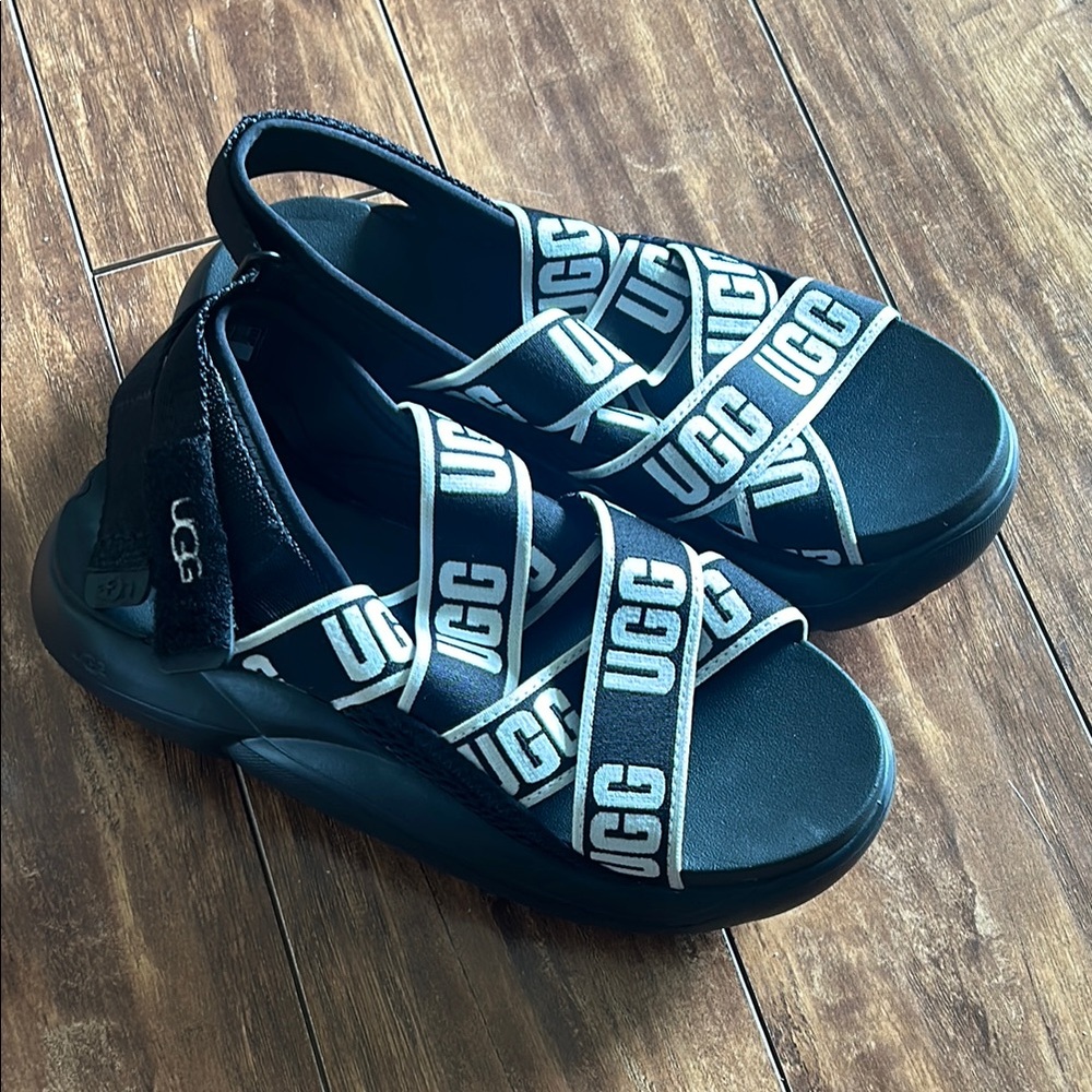 UGG Black Sandals Criss-Cross Design